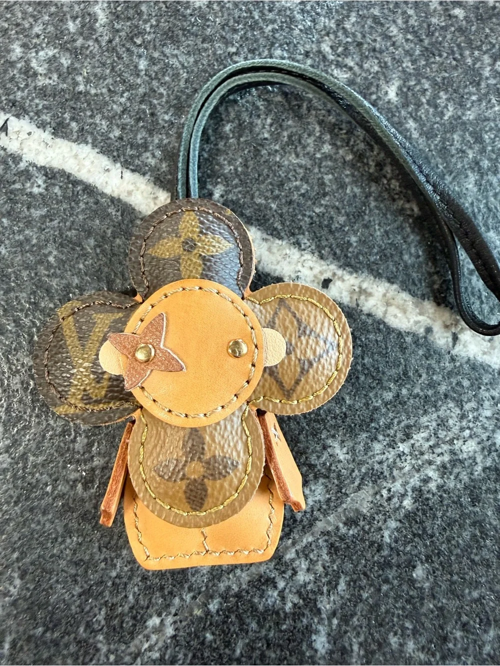 Vivienne keychain made of LV canvas print
